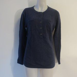 Womens Projeot Blue 1/4 Button Pocket Cashmere Sweater M *